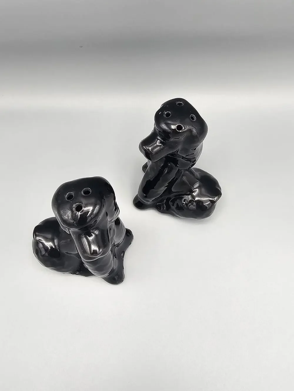 Black Ceramic Poodle Salt and Pepper Shakers
